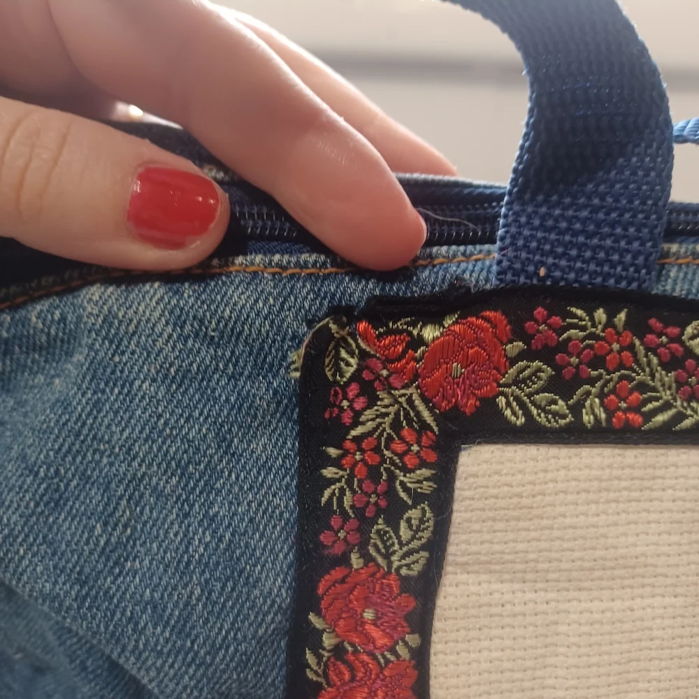 Needlepoint Denim Tote - Picture 4 of 11